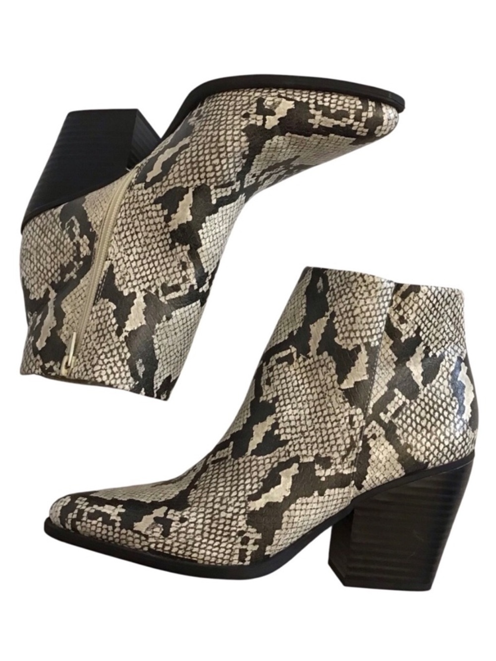 Soul Naturalizer 8.5 Mikey Snakeskin Print Ankle Boots Women’s Chunky Heels